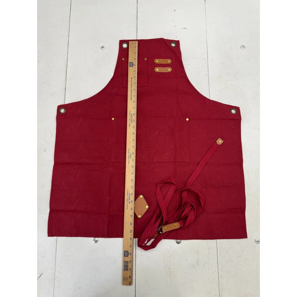 Fun Chaos Red Canvas Apron Cross Back Strap Unisex One Size
